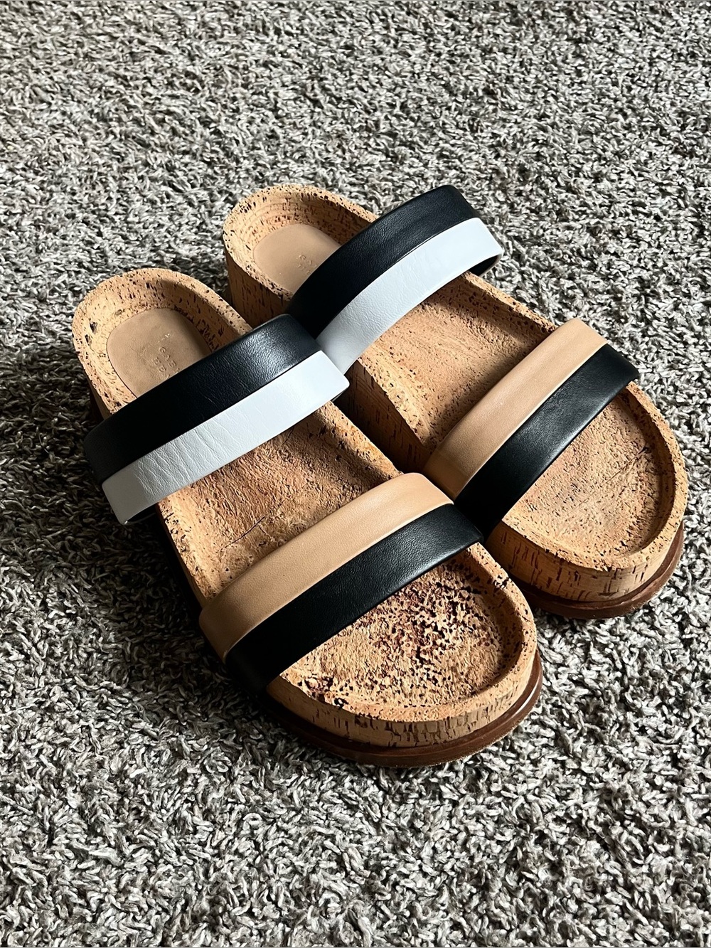 Gabriela Hearst "Striker" Platform Leather Sandals Black White Designer $750